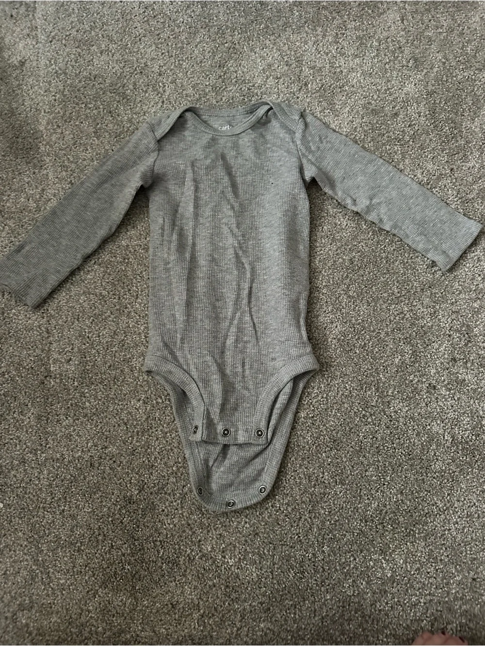 Carter's Gray Ribbed Long Sleeve Baby Bodysuit